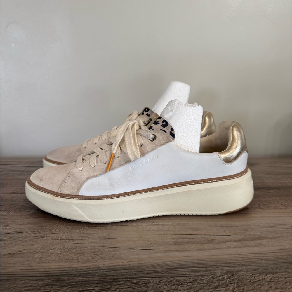 Cole Haan Cream and Gold Women's Sneakers - Picture 3 of 13